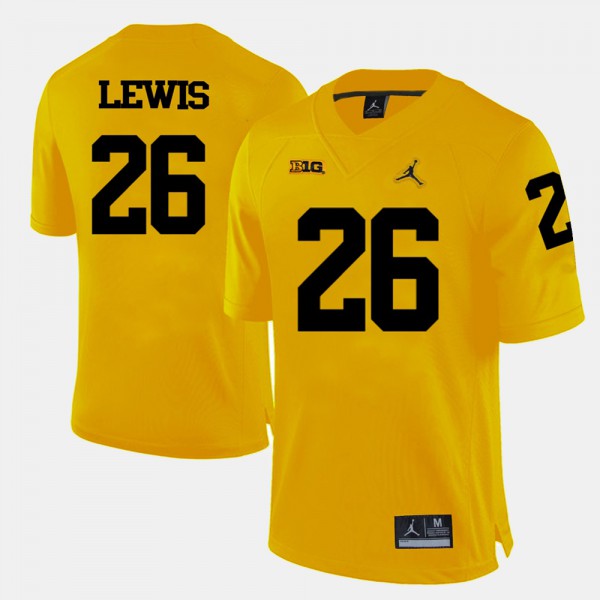 Michigan Wolverines #26 Men's Jourdan Lewis Jersey Yellow College Football University
